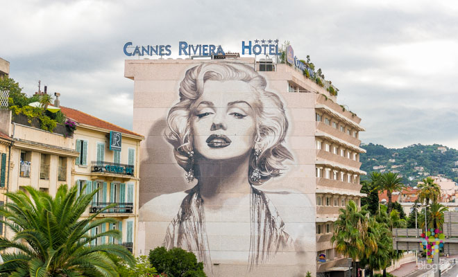 Marilyn Monroe - graffiti o pintura de muro en Cannes Francia